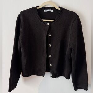 Zara Dark Brown Button-Up Women's Cardigan